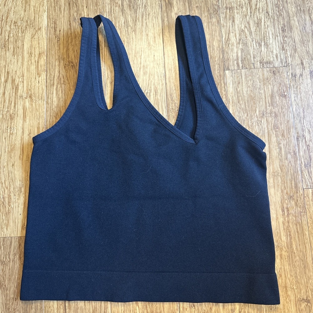 Colsie Black Ribbed Bralette‎ Tank Size Large EUC